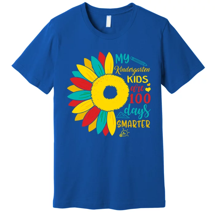 100th Day Of School Kindergarten Teacher Smarter Sunflower Cute Gift Premium T-Shirt