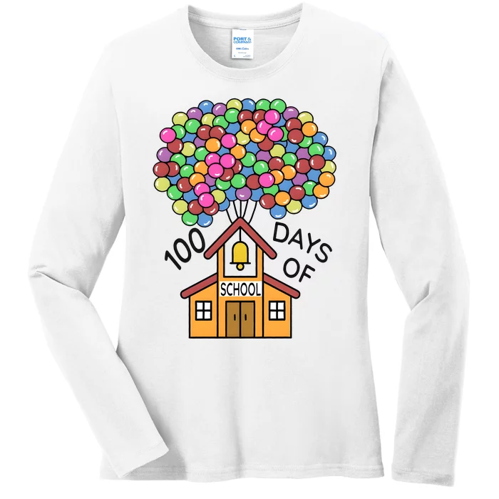 100 Days Of School Balloons Ladies Long Sleeve Shirt