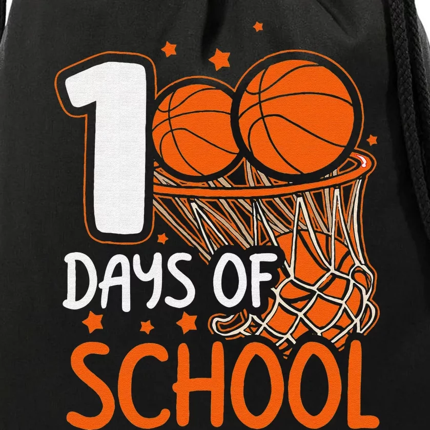 100 Days Of School Basketball 100th Day Balls Drawstring Bag