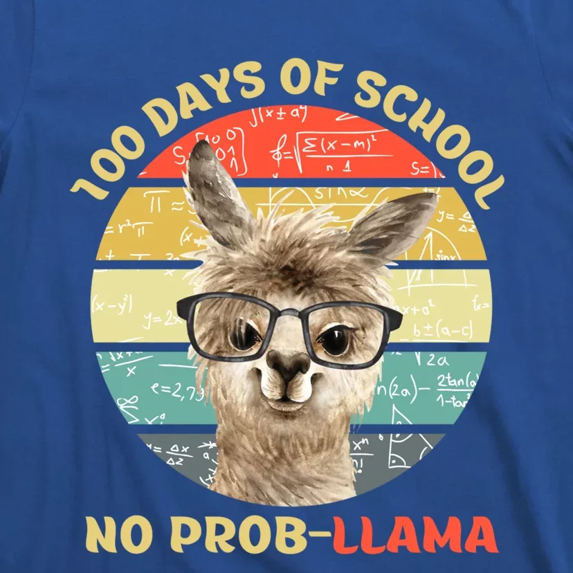 100 Day Of School No Probllama Llama Alpaca Math Nerd Cool Gift T-Shirt