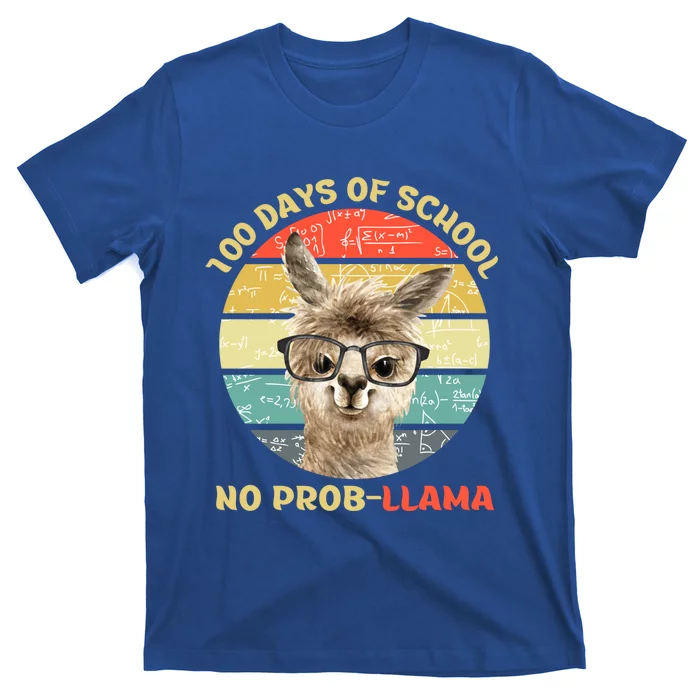 100 Day Of School No Probllama Llama Alpaca Math Nerd Cool Gift T-Shirt