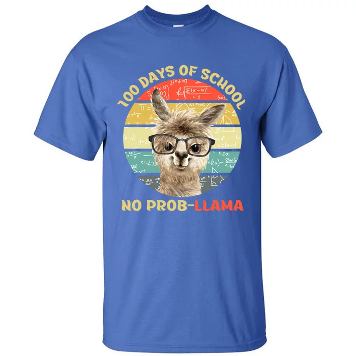 100 Day Of School No Probllama Llama Alpaca Math Nerd Cool Gift Tall T-Shirt