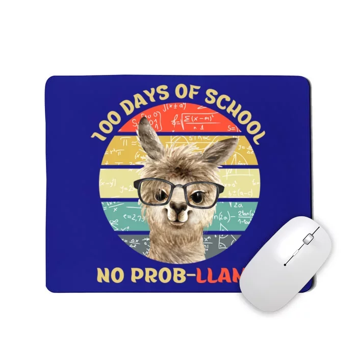 100 Day Of School No Probllama Llama Alpaca Math Nerd Cool Gift Mousepad