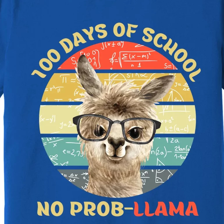 100 Day Of School No Probllama Llama Alpaca Math Nerd Cool Gift Premium T-Shirt