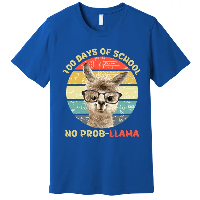 100 Day Of School No Probllama Llama Alpaca Math Nerd Cool Gift Premium T-Shirt