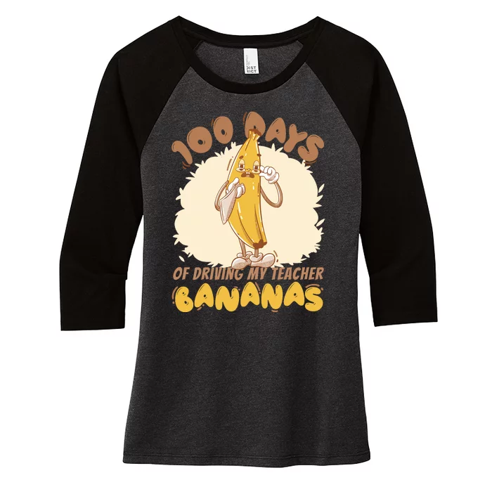 100 Days Of Driving My Teacher Bananas Funny Women's Tri-Blend 3/4-Sleeve Raglan Shirt