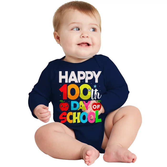 100 Days Of School Teacher Student 100th Day Baby Long Sleeve Bodysuit