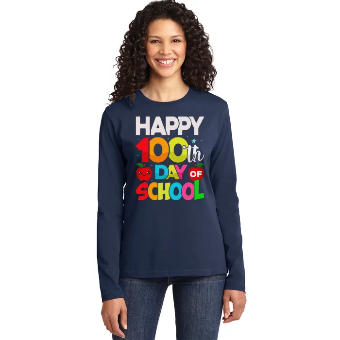 100 Days Of School Teacher Student 100th Day Ladies Long Sleeve Shirt