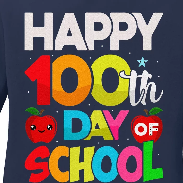 100 Days Of School Teacher Student 100th Day Ladies Long Sleeve Shirt