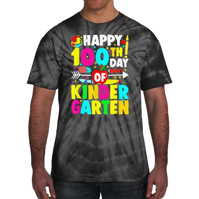 100 Days Of Kindergarten Happy 100th Day Of School Tie-Dye T-Shirt