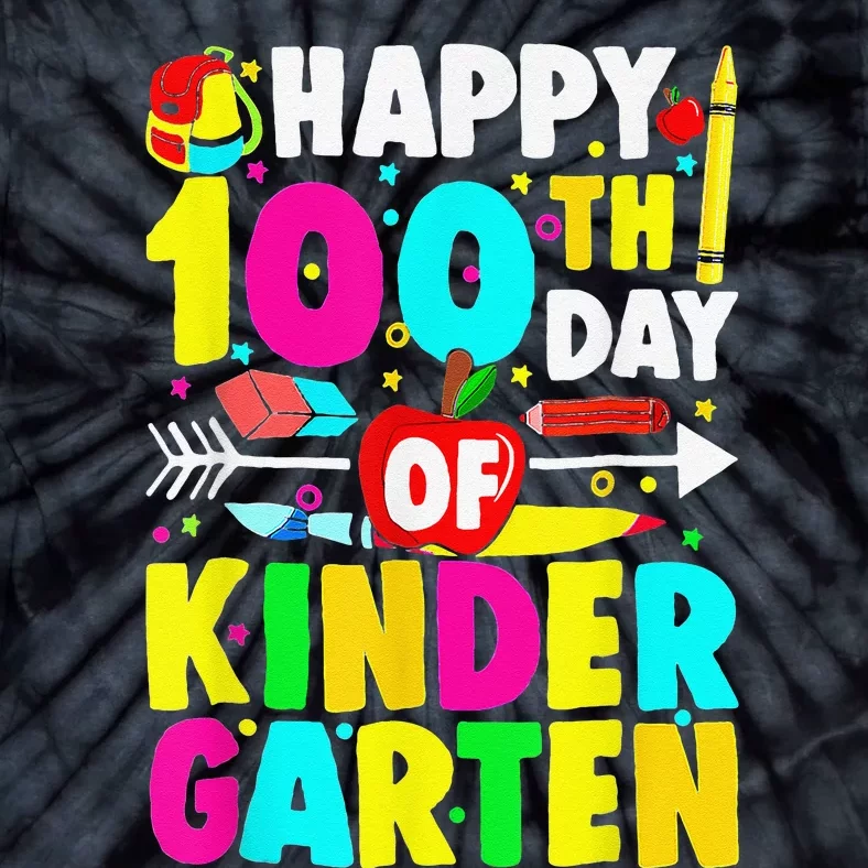 100 Days Of Kindergarten Happy 100th Day Of School Tie-Dye T-Shirt