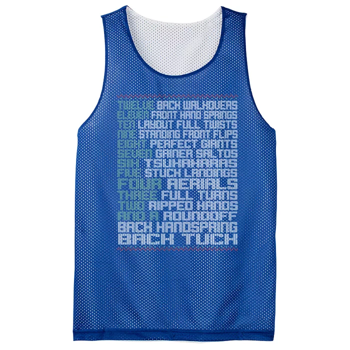 12 Days Of Gymnastics Ugly Christmas Sweater Funny Gift Mesh Reversible Basketball Jersey Tank