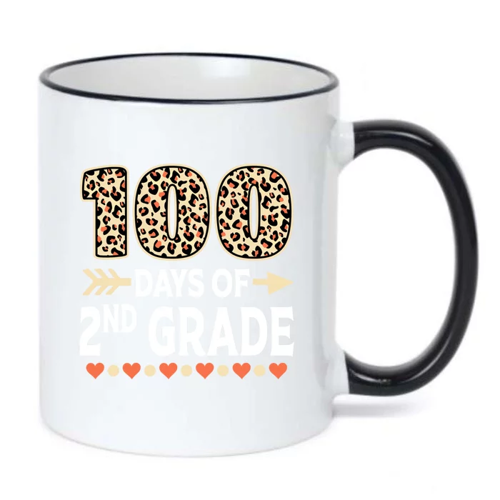 100 Days Of Second Grade Teacher 100Th Day Of School Leopard Gift Black Color Changing Mug