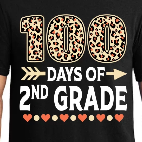 100 Days Of Second Grade Teacher 100Th Day Of School Leopard Gift Pajama Set