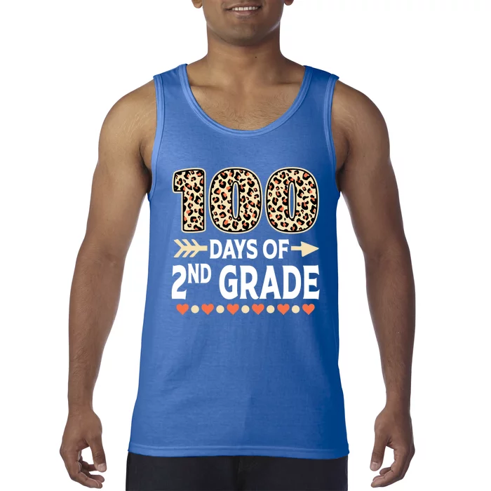 100 Days Of Second Grade Teacher 100Th Day Of School Leopard Gift Tank Top