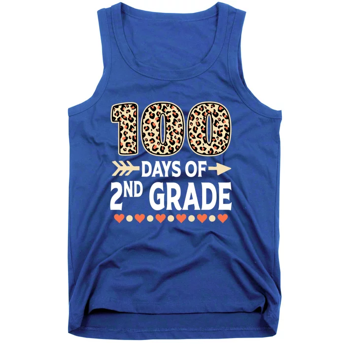 100 Days Of Second Grade Teacher 100Th Day Of School Leopard Gift Tank Top