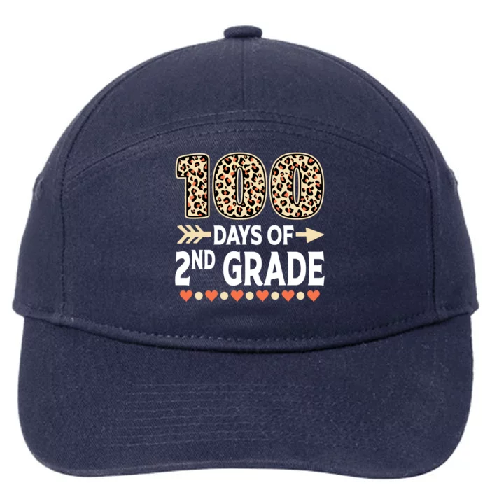 100 Days Of Second Grade Teacher 100Th Day Of School Leopard Gift 7-Panel Snapback Hat