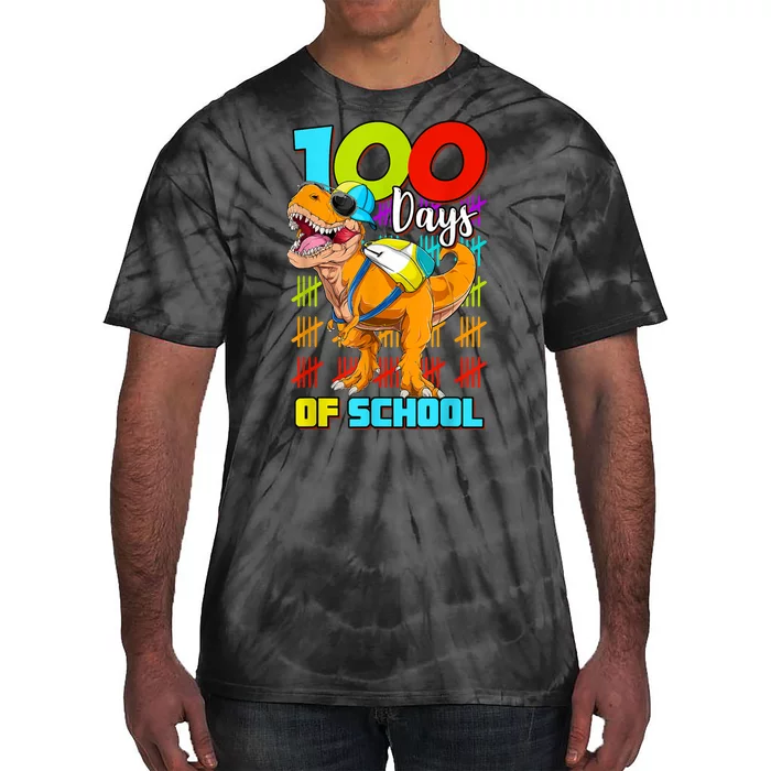 100 Days Of School Dinosaur Tie-Dye T-Shirt