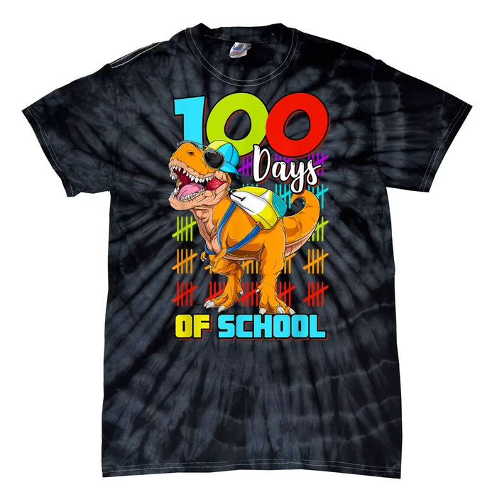 100 Days Of School Dinosaur Tie-Dye T-Shirt