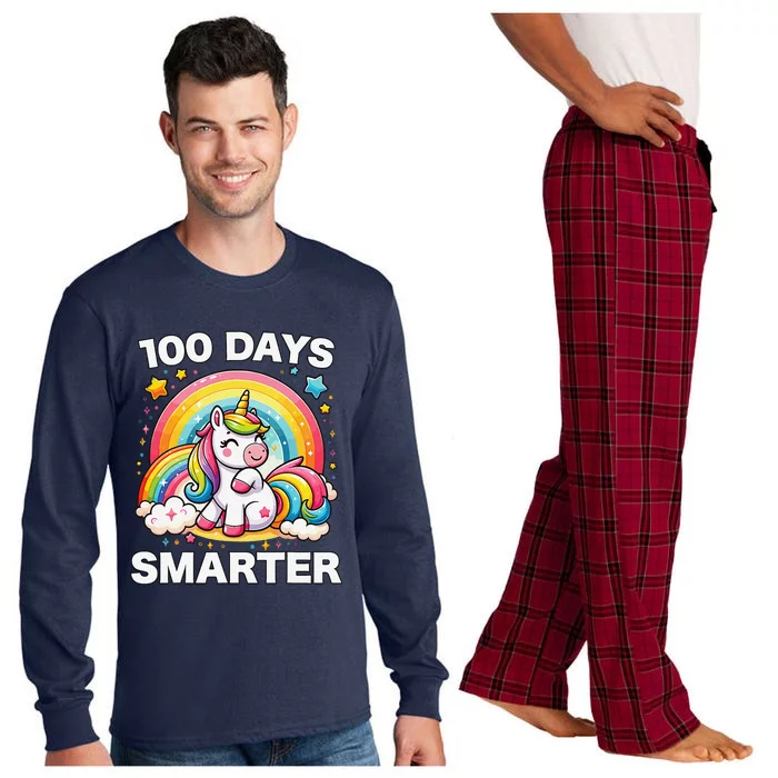 100 Days Of School Unicorn Girl Teacher 100th Day Of School Long Sleeve Pajama Set