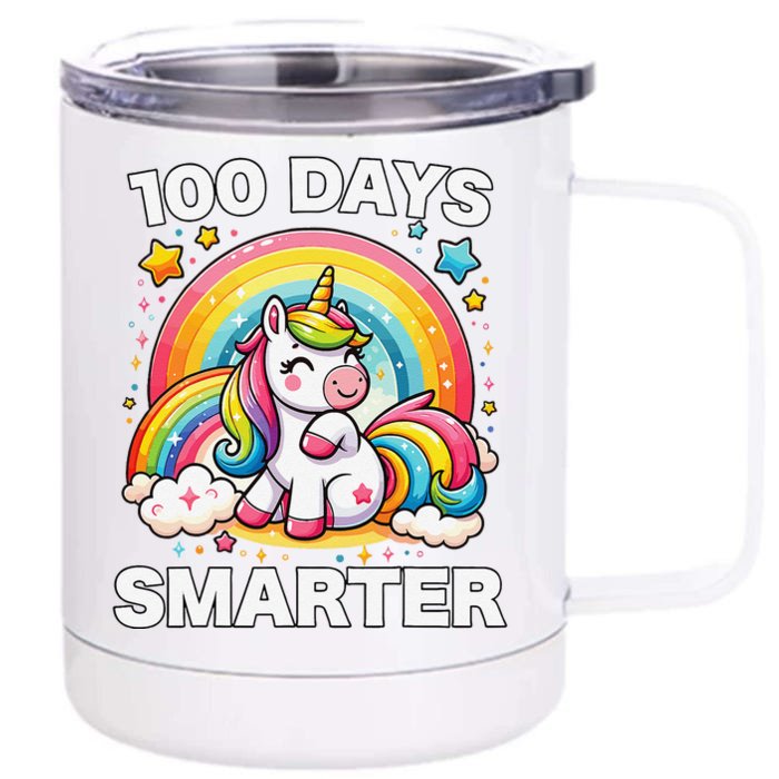 100 Days Of School Unicorn Girl Teacher 100th Day Of School Front & Back 12oz Stainless Steel Tumbler Cup