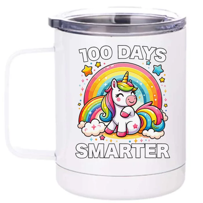 100 Days Of School Unicorn Girl Teacher 100th Day Of School Front & Back 12oz Stainless Steel Tumbler Cup