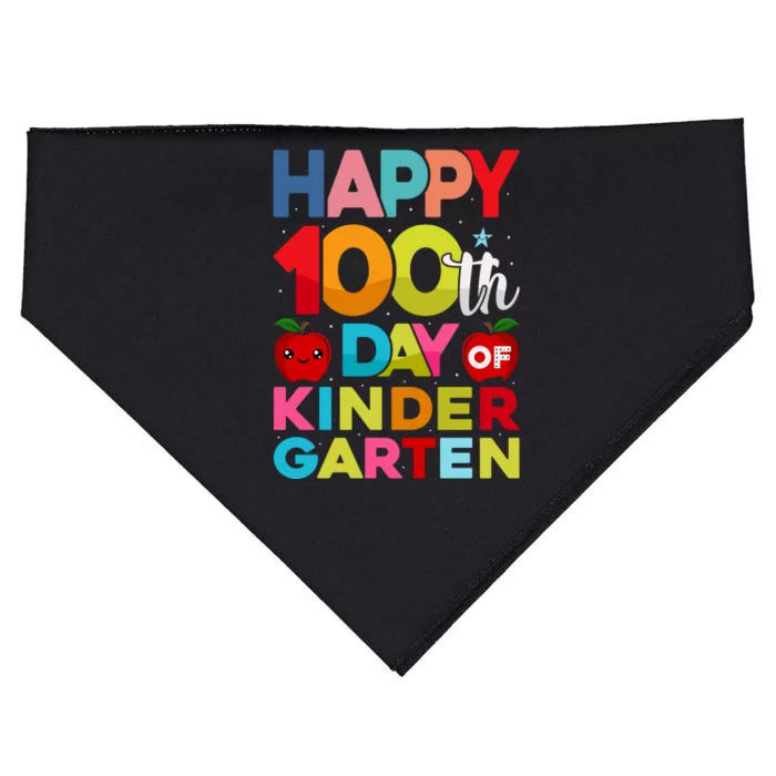 100 Days Of Kindergarten Happy 100th Day Of School Gift USA-Made Doggie Bandana