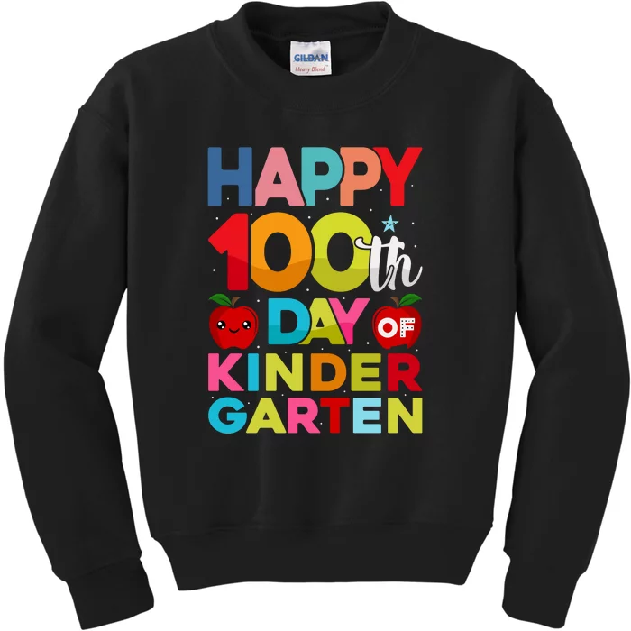 100 Days Of Kindergarten Happy 100th Day Of School Gift Kids Sweatshirt