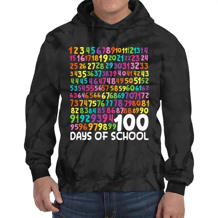 100th Day Of School Teacher 100 Days Math Numbers Tie Dye Hoodie