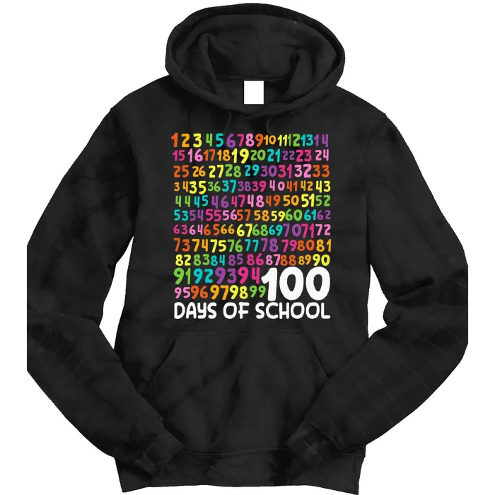 100th Day Of School Teacher 100 Days Math Numbers Tie Dye Hoodie