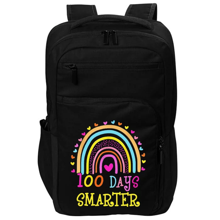 100th Day Of School Teacher 100 Days Smarter Rainbow Impact Tech Backpack