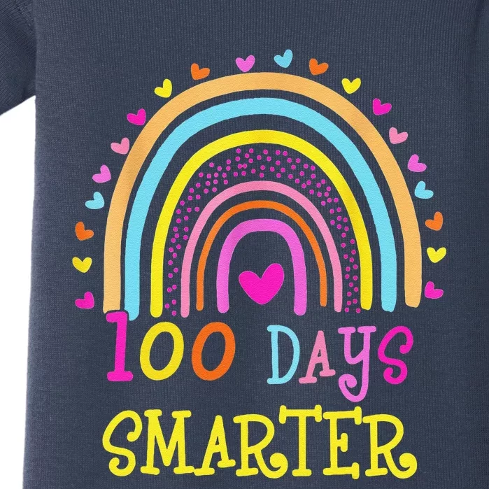 100th Day Of School Teacher 100 Days Smarter Rainbow Baby Bodysuit