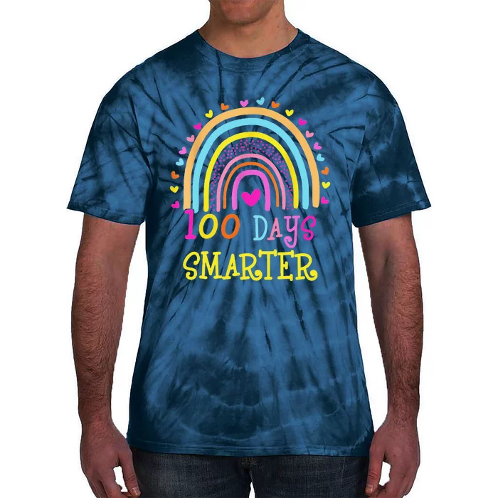 100th Day Of School Teacher 100 Days Smarter Rainbow Tie-Dye T-Shirt