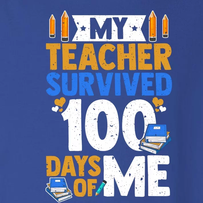 100th Day Of School My Teacher Survived 100 Days Of Me Cute Gift Toddler Long Sleeve Shirt