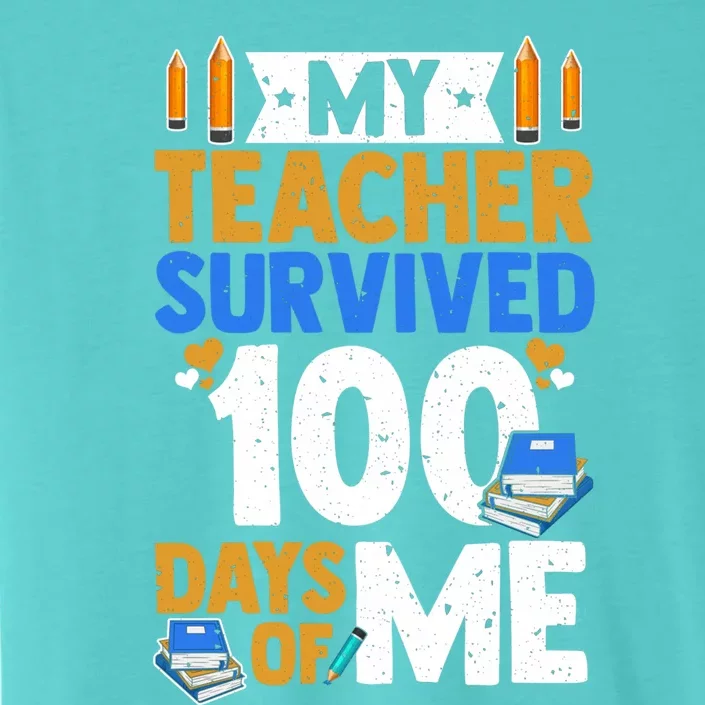 100th Day Of School My Teacher Survived 100 Days Of Me Cute Gift ChromaSoft Performance T-Shirt