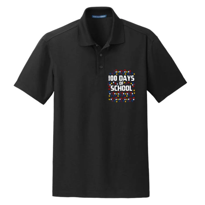 100 Days Of School  Sport Player Dry Zone Grid Performance Polo