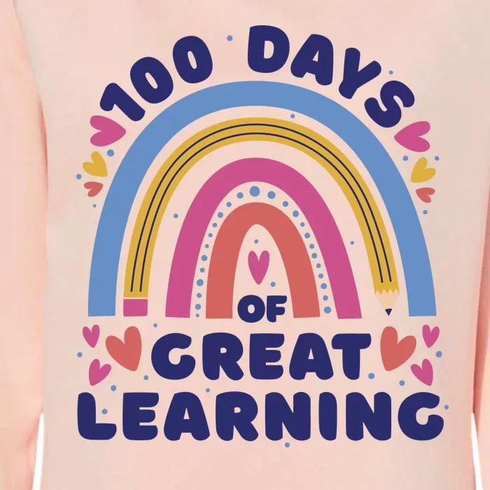 100 Days Of Great Learning School Rainbow Womens California Wash Sweatshirt