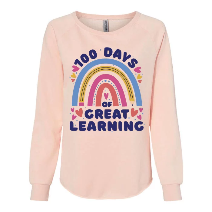 100 Days Of Great Learning School Rainbow Womens California Wash Sweatshirt