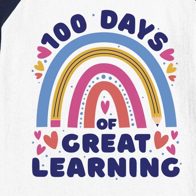 100 Days Of Great Learning School Rainbow Baseball Sleeve Shirt