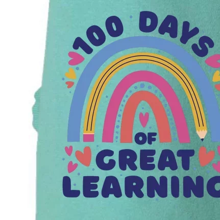 100 Days Of Great Learning School Rainbow Doggie 3-End Fleece Hoodie