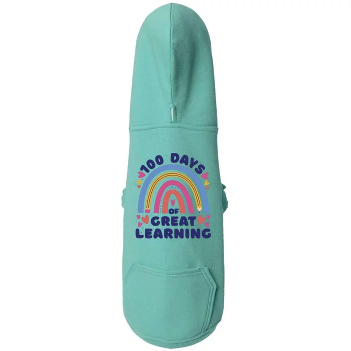 100 Days Of Great Learning School Rainbow Doggie 3-End Fleece Hoodie