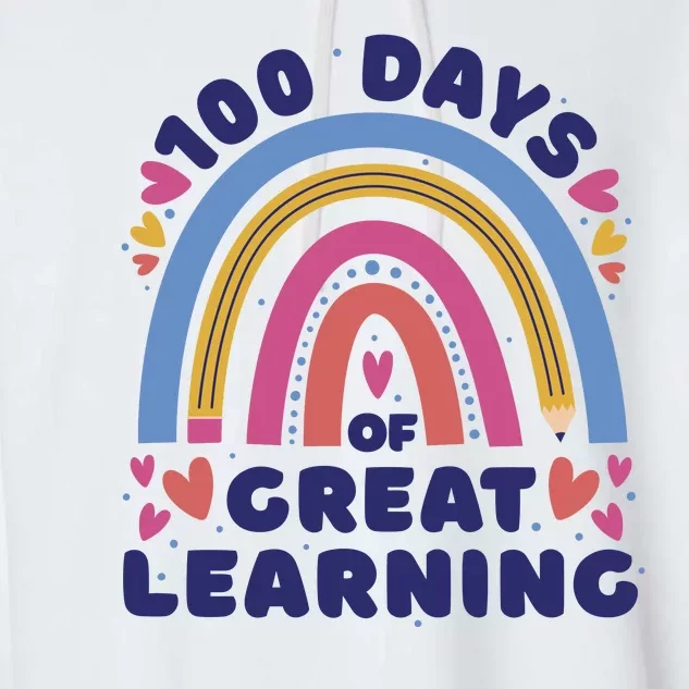 100 Days Of Great Learning School Rainbow Garment-Dyed Fleece Hoodie