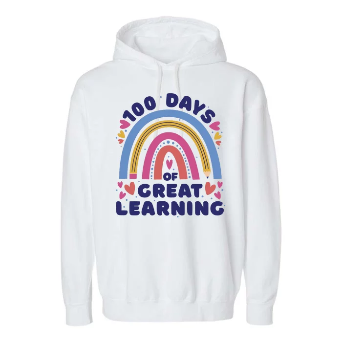 100 Days Of Great Learning School Rainbow Garment-Dyed Fleece Hoodie