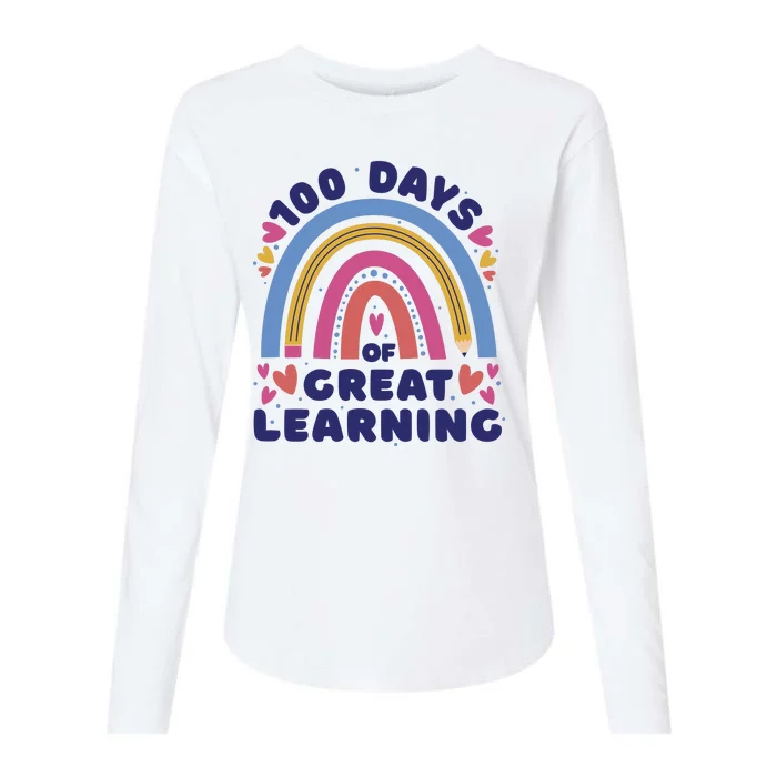 100 Days Of Great Learning School Rainbow Womens Cotton Relaxed Long Sleeve T-Shirt