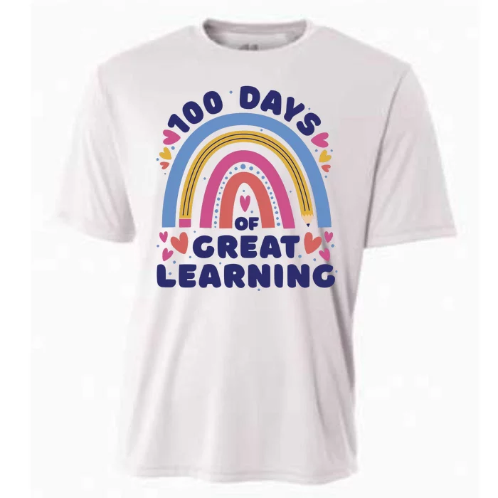 100 Days Of Great Learning School Rainbow Cooling Performance Crew T-Shirt