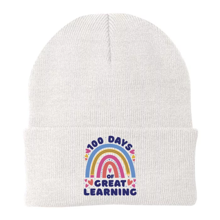 100 Days Of Great Learning School Rainbow Knit Cap Winter Beanie