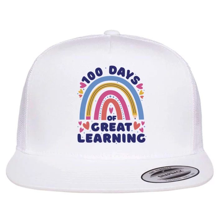 100 Days Of Great Learning School Rainbow Flat Bill Trucker Hat