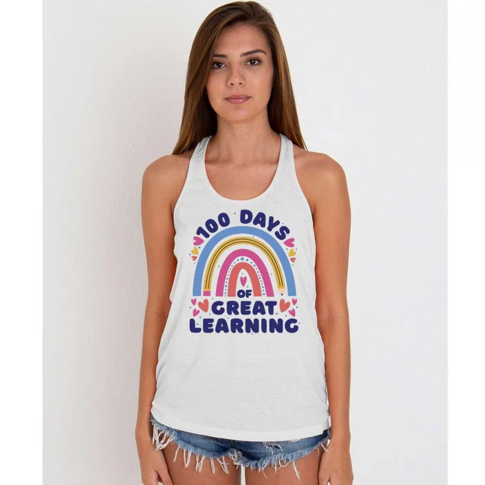 100 Days Of Great Learning School Rainbow Women's Knotted Racerback Tank