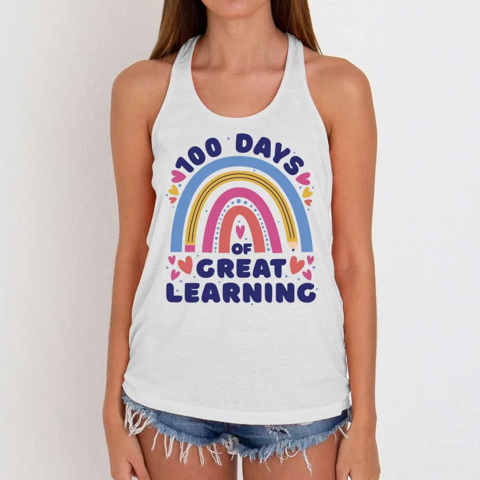 100 Days Of Great Learning School Rainbow Women's Knotted Racerback Tank