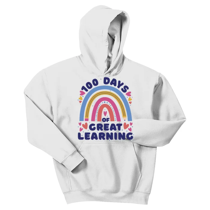 100 Days Of Great Learning School Rainbow Kids Hoodie